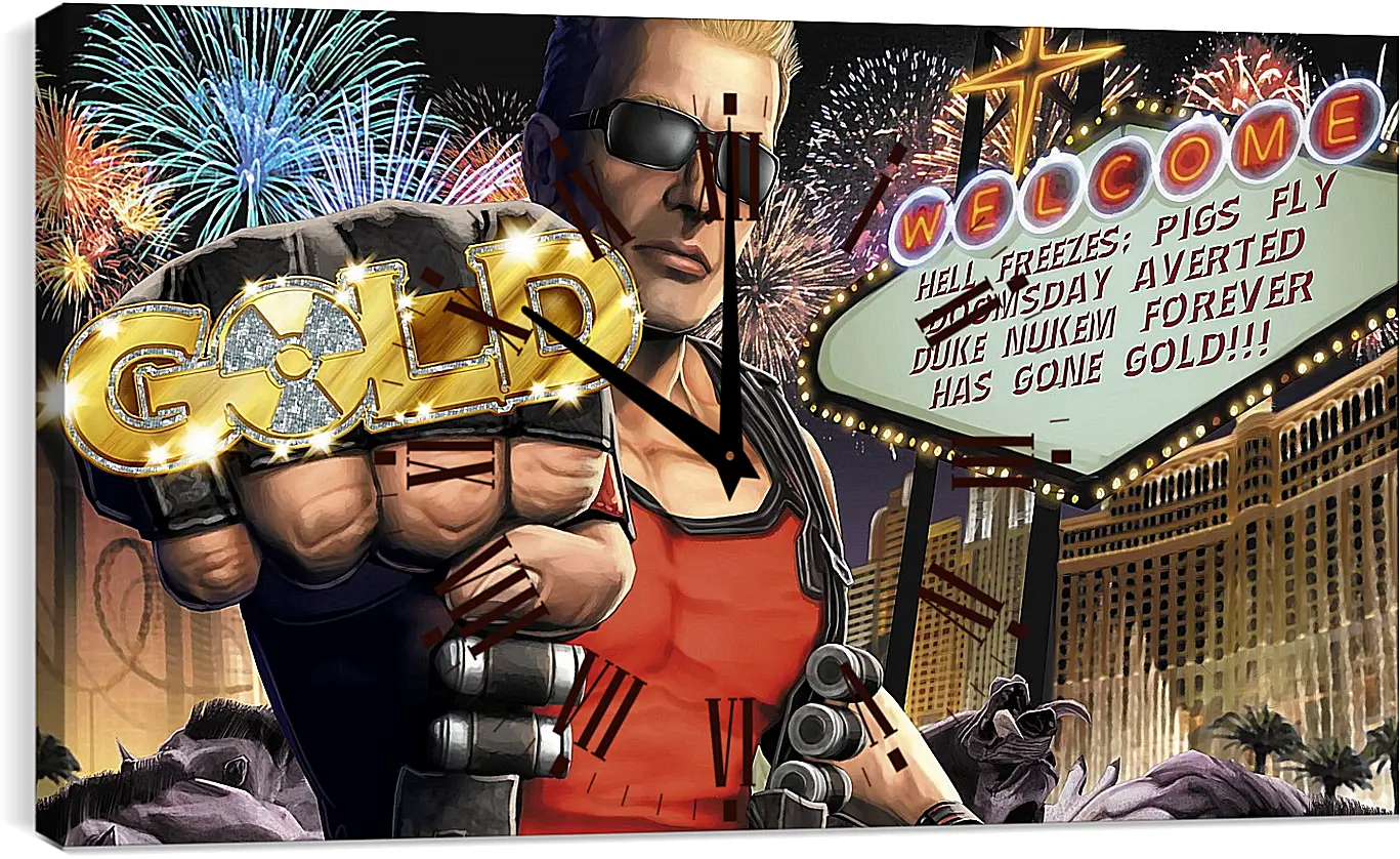 Часы картина - duke nukem, las vegas, fist
