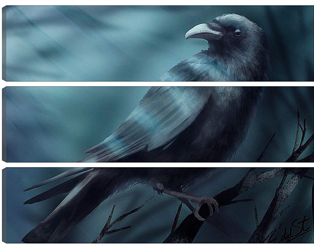 Модульная картина - Арт Чёрный ворон