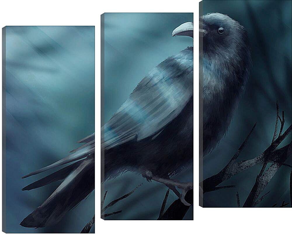 Модульная картина - Арт Чёрный ворон