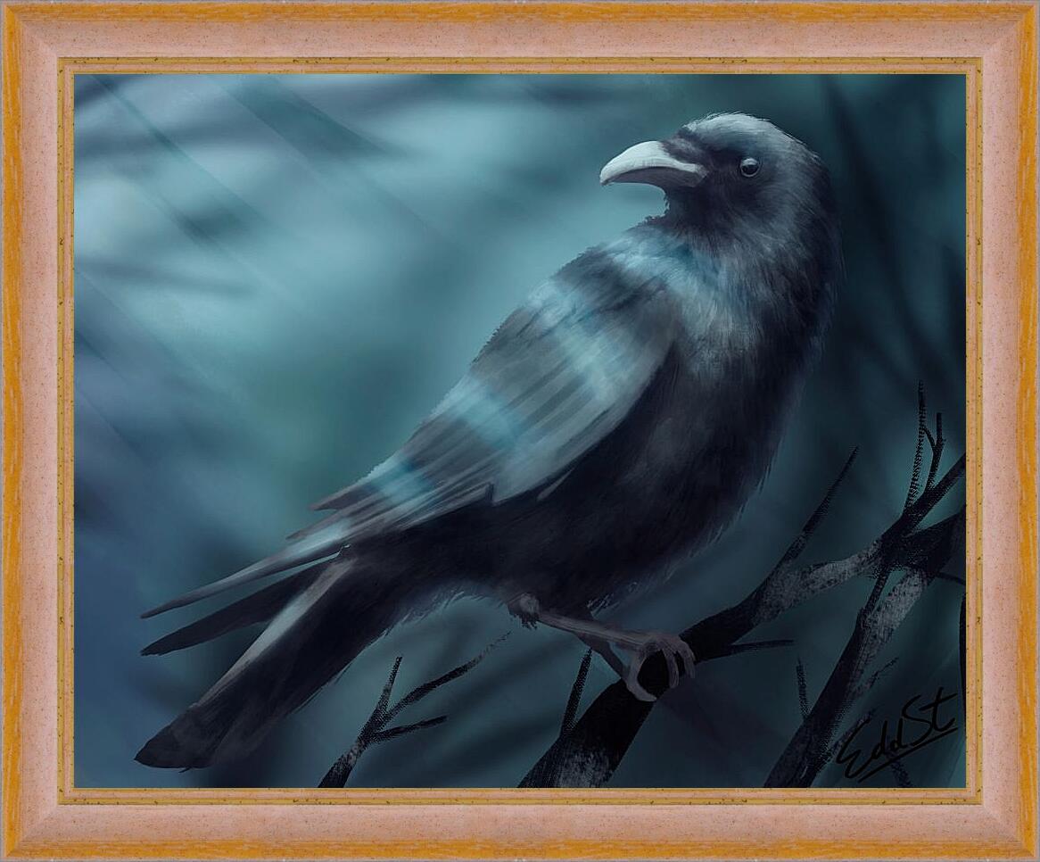 Картина в раме - Арт Чёрный ворон