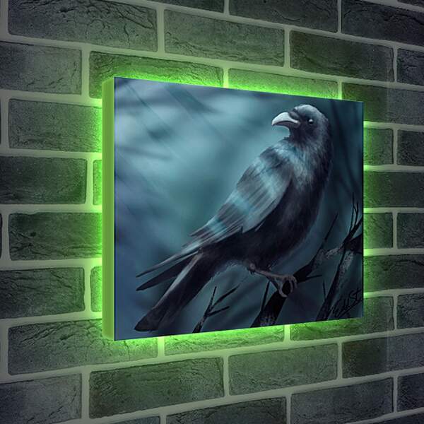 Лайтбокс световая панель - Арт Чёрный ворон