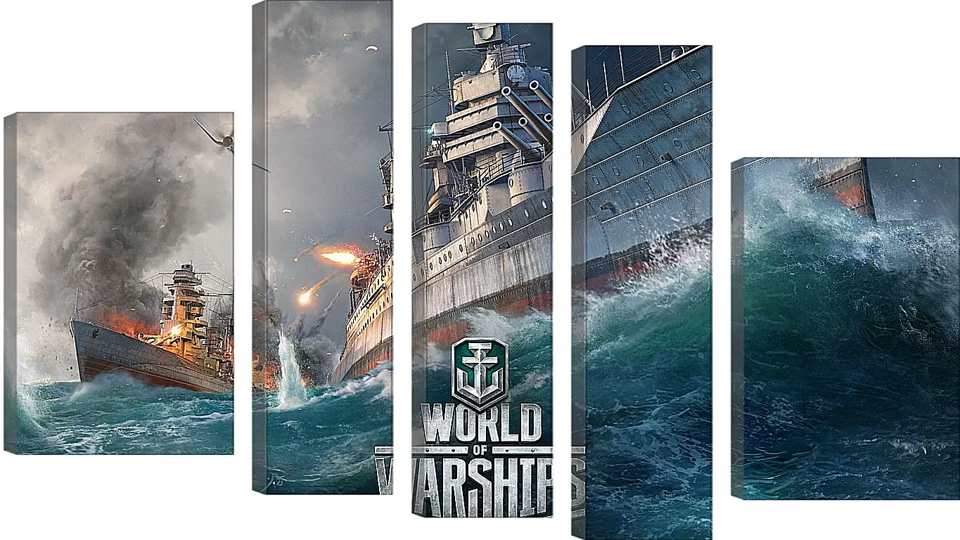 Модульная картина - world of warships, ship, explosion
