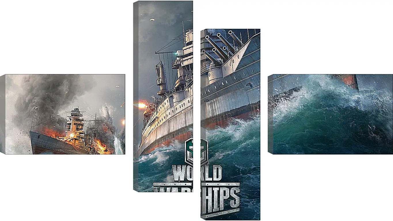 Модульная картина - world of warships, ship, explosion
