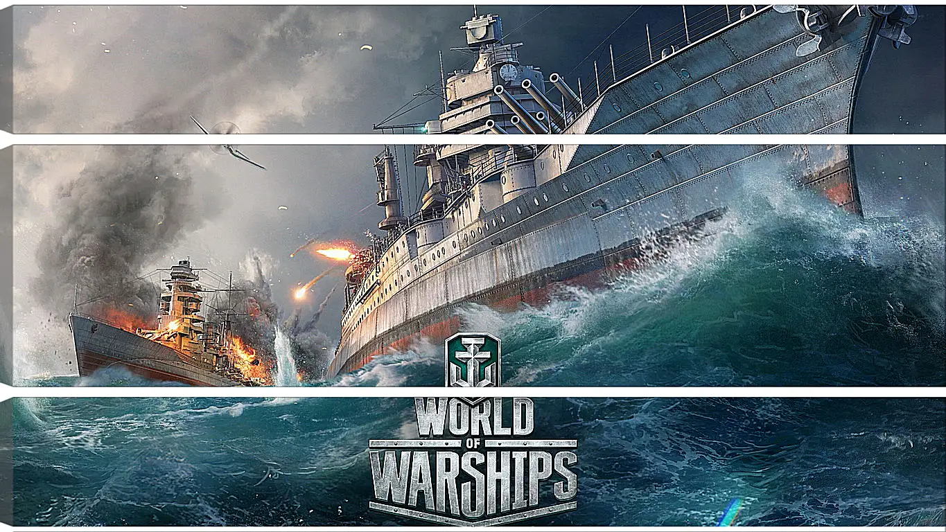 Модульная картина - world of warships, ship, explosion
