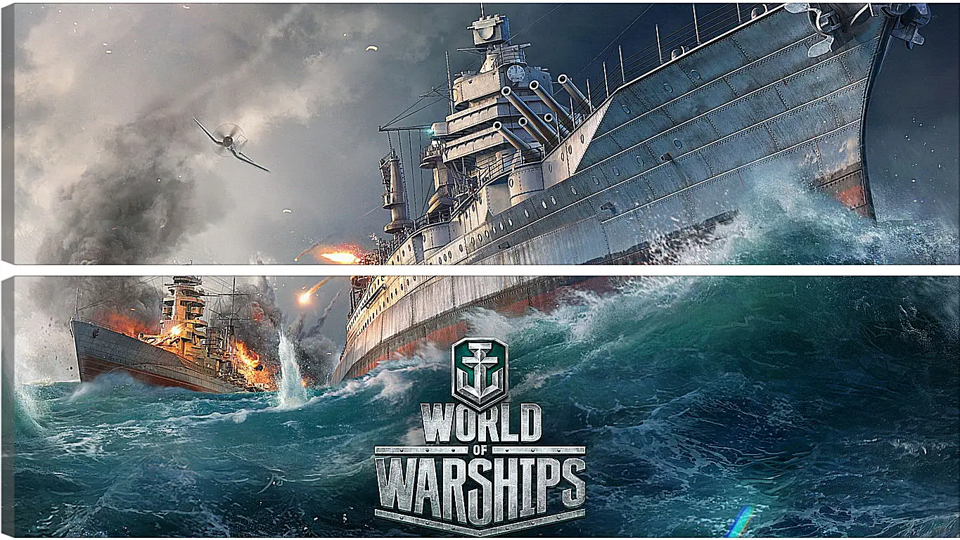 Модульная картина - world of warships, ship, explosion
