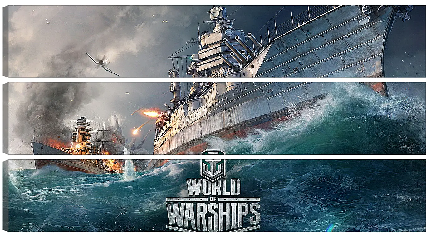 Модульная картина - world of warships, ship, explosion
