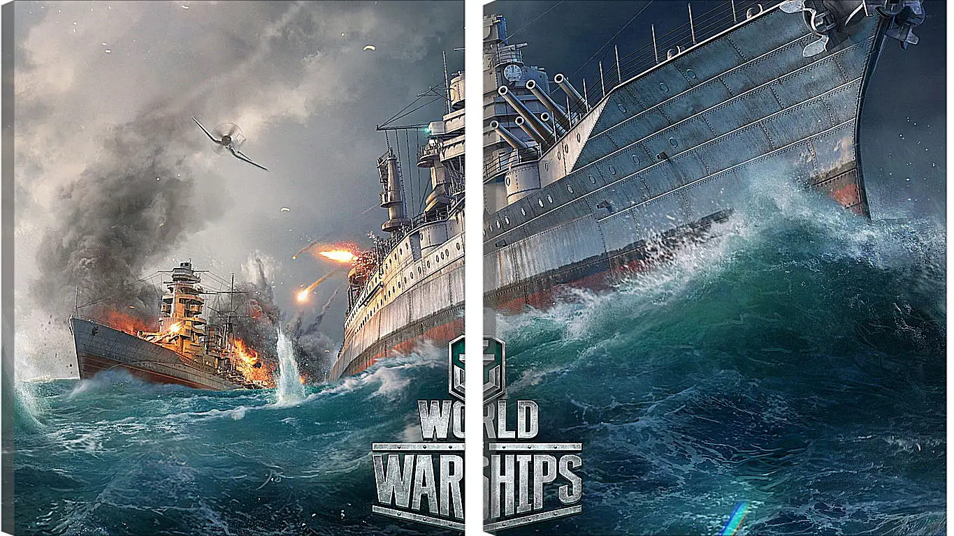 Модульная картина - world of warships, ship, explosion
