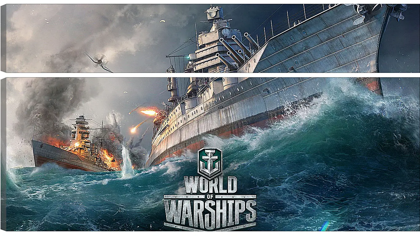 Модульная картина - world of warships, ship, explosion
