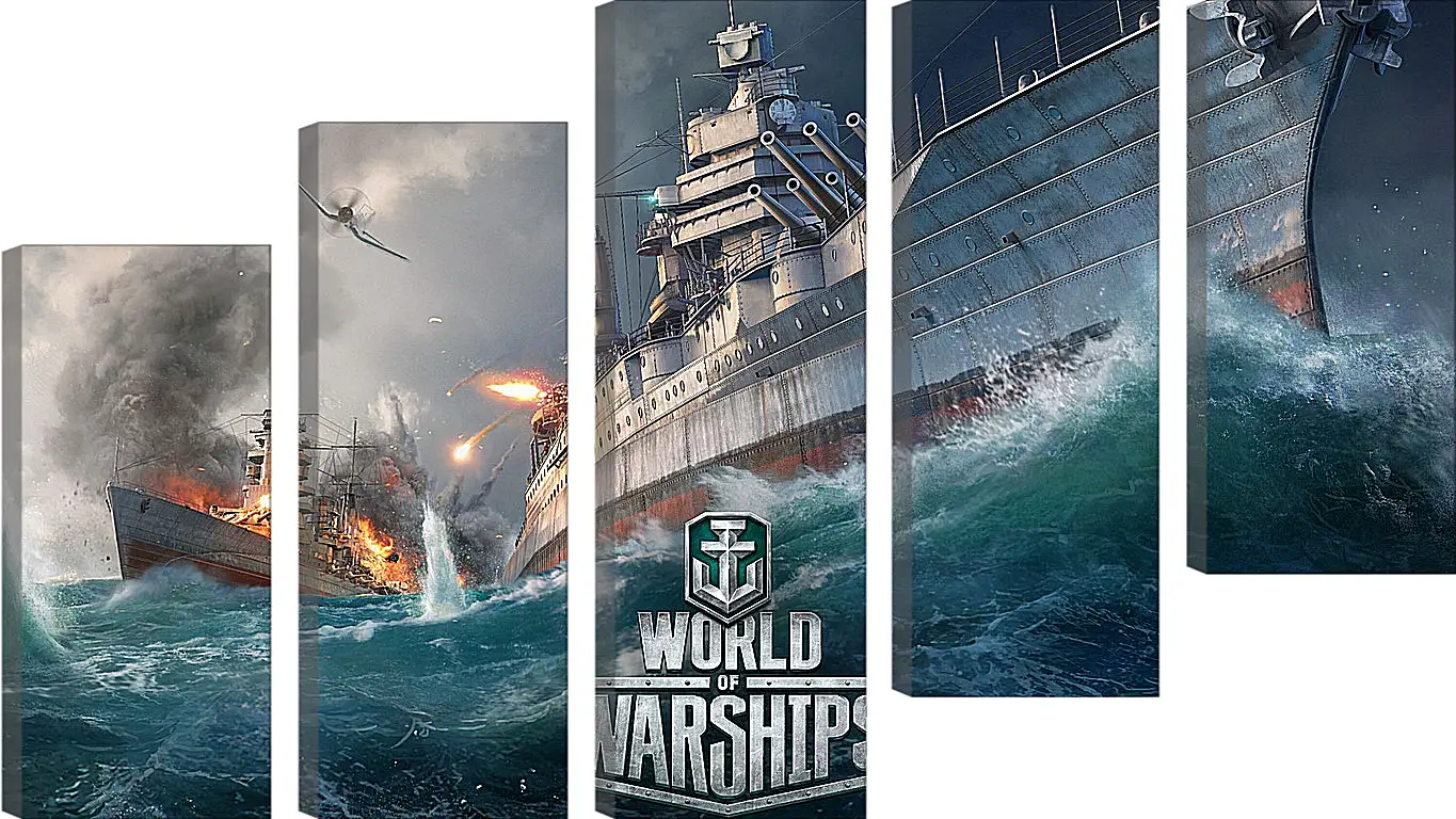 Модульная картина - world of warships, ship, explosion
