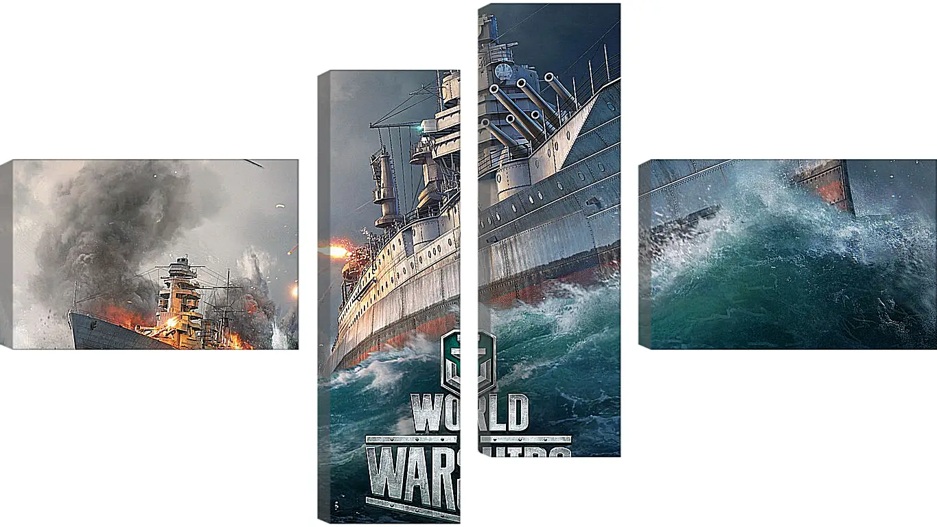 Модульная картина - world of warships, ship, explosion
