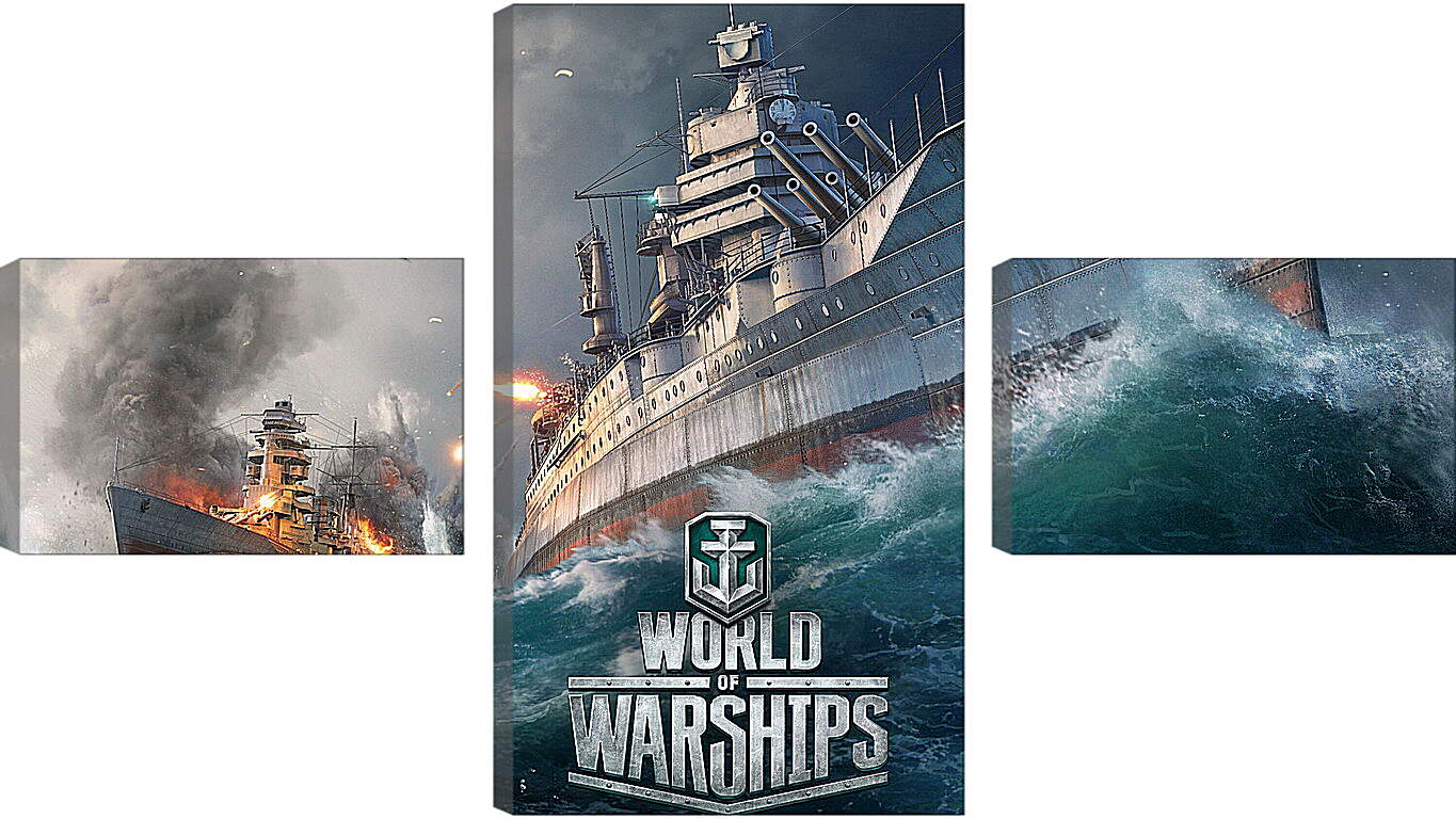 Модульная картина - world of warships, ship, explosion
