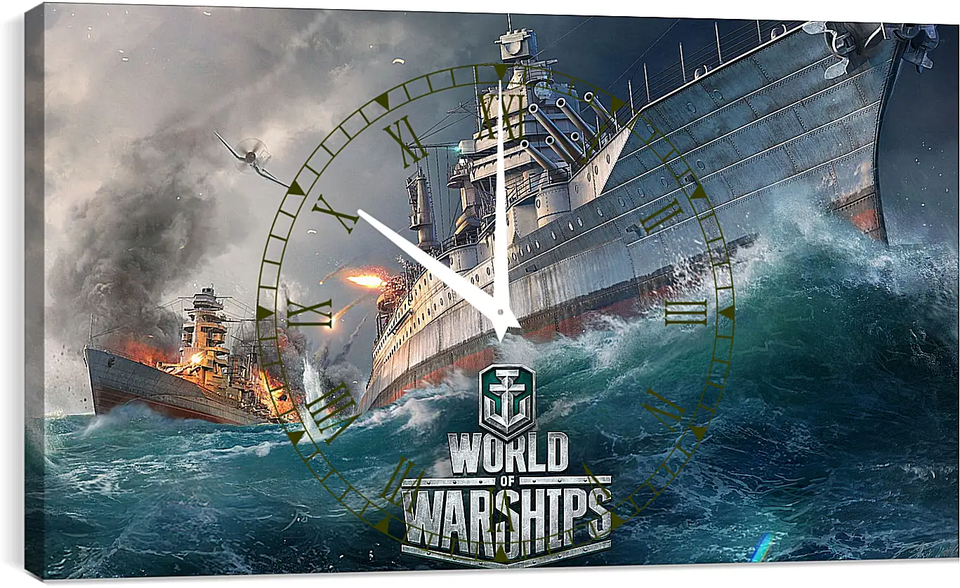 Часы картина - world of warships, ship, explosion
