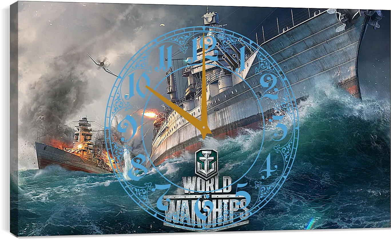 Часы картина - world of warships, ship, explosion
