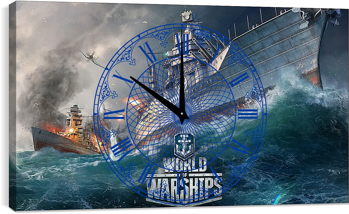 Часы картина - world of warships, ship, explosion
