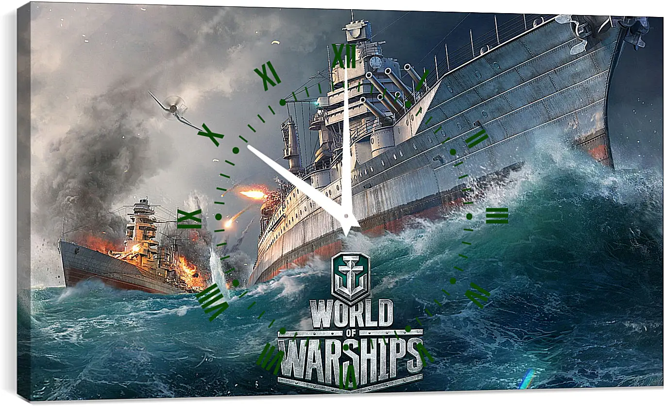 Часы картина - world of warships, ship, explosion
