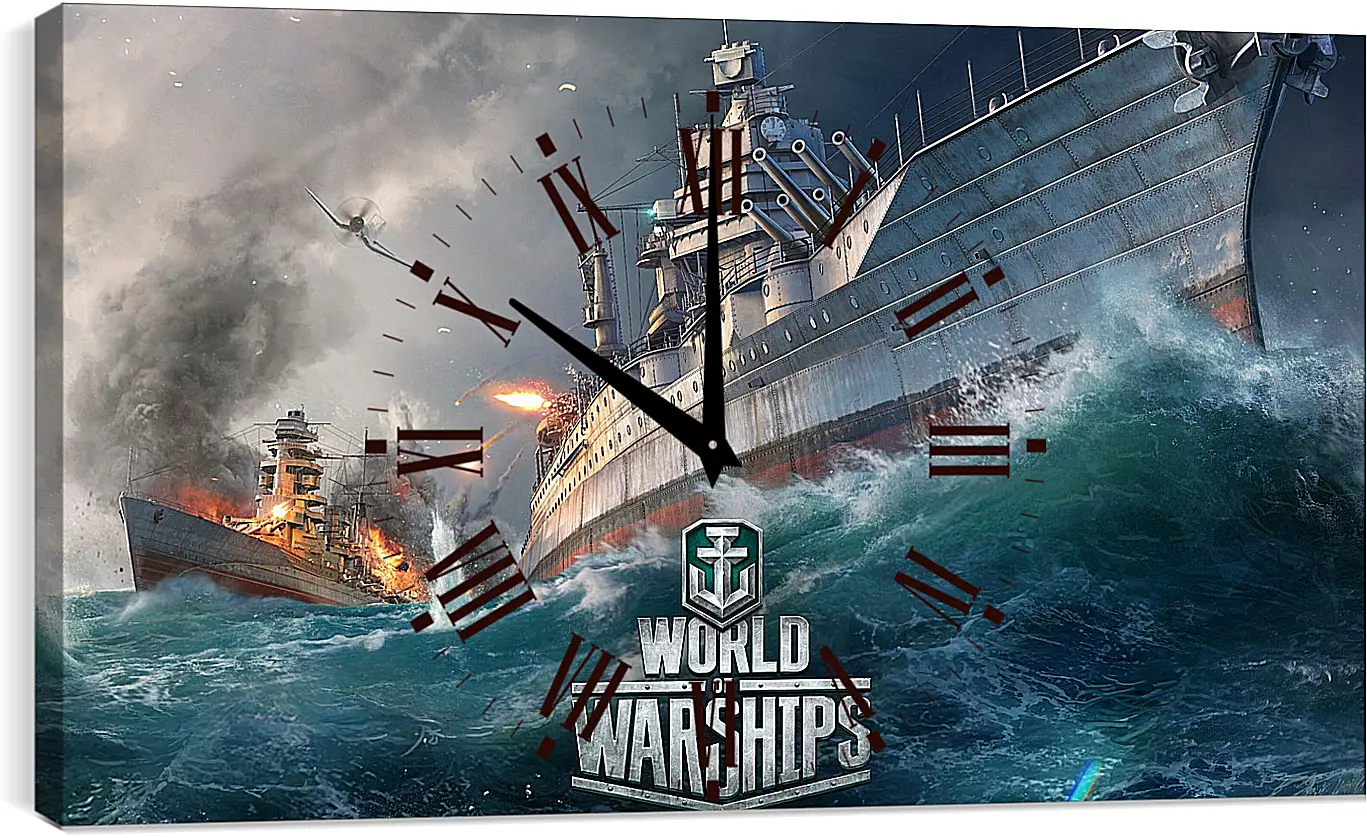 Часы картина - world of warships, ship, explosion
