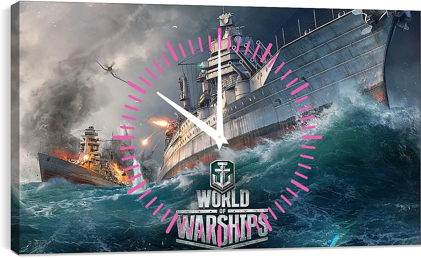 Часы картина - world of warships, ship, explosion
