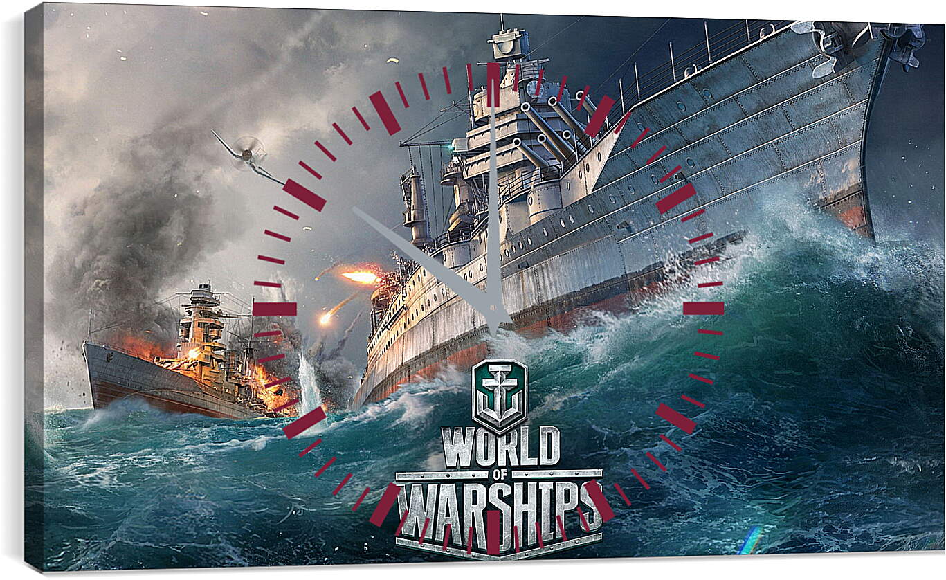 Часы картина - world of warships, ship, explosion
