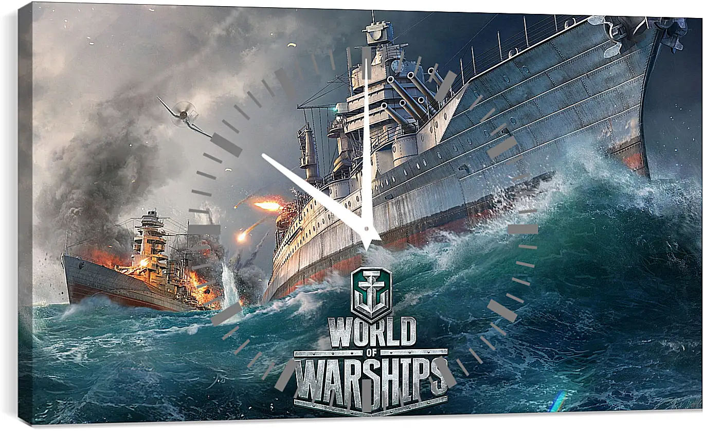 Часы картина - world of warships, ship, explosion
