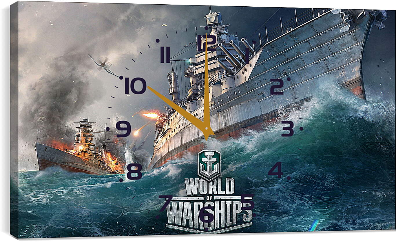 Часы картина - world of warships, ship, explosion
