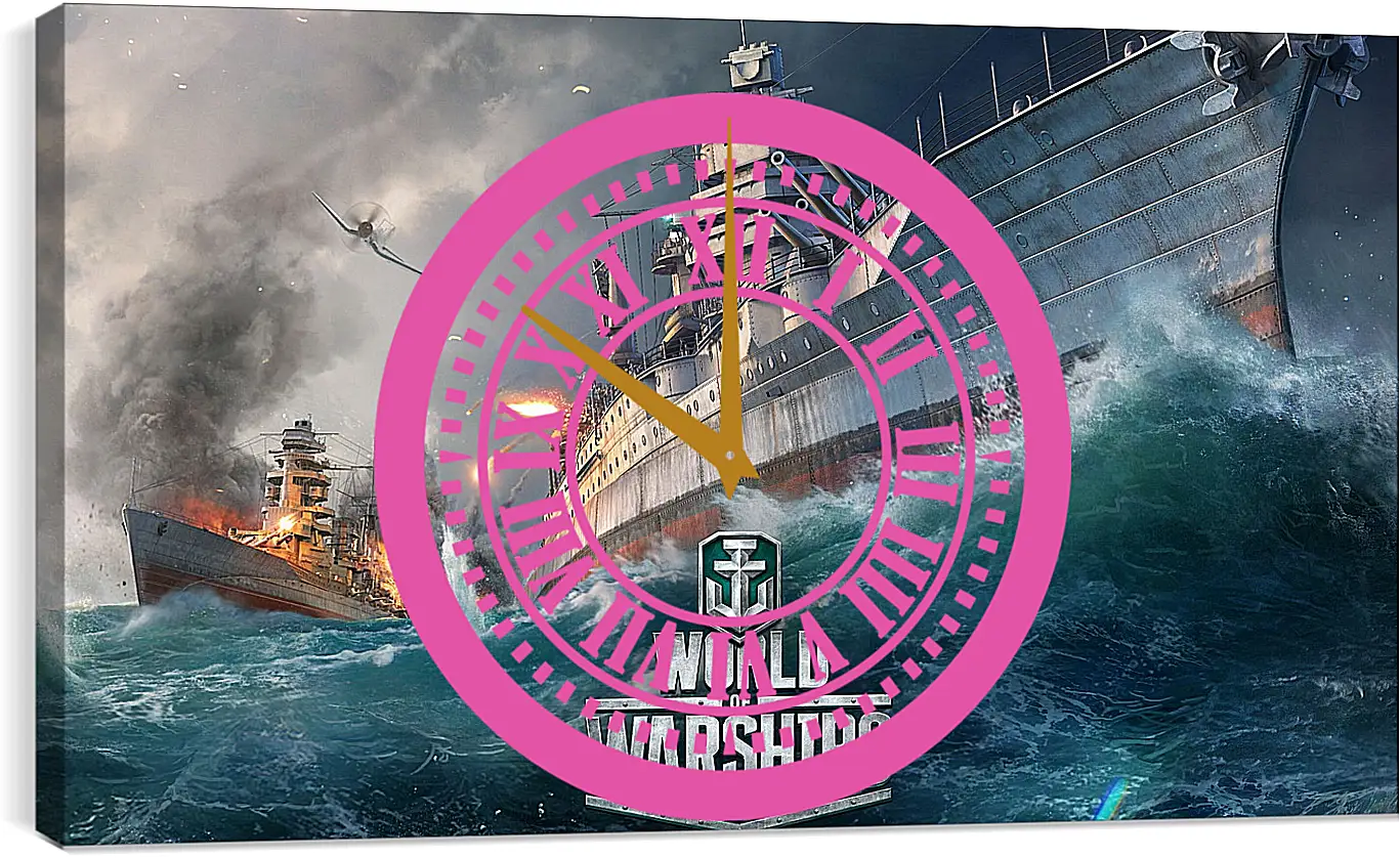 Часы картина - world of warships, ship, explosion
