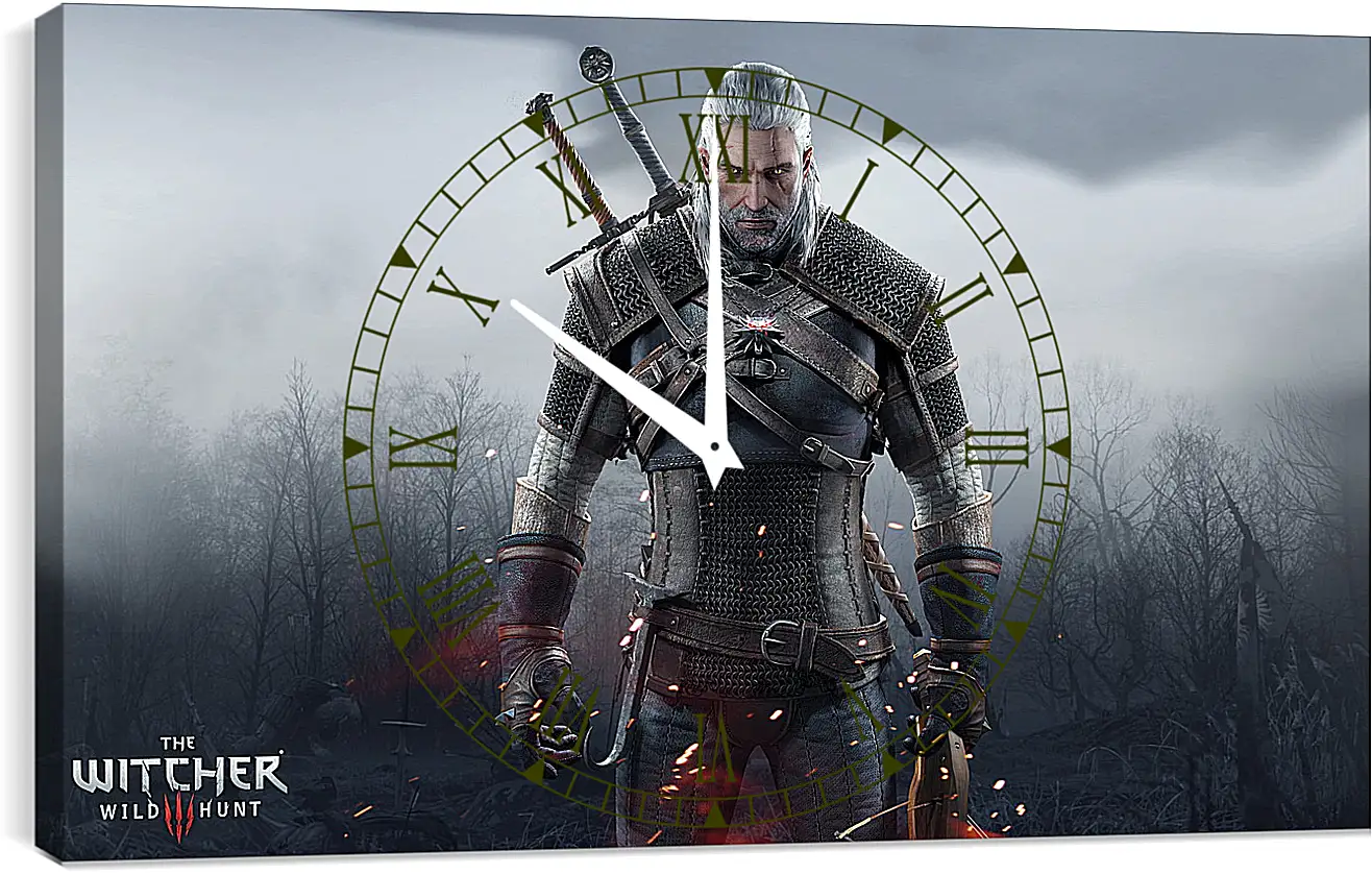 Часы картина - The Witcher 3: Wild Hunt (Ведьмак), Геральт очень зол