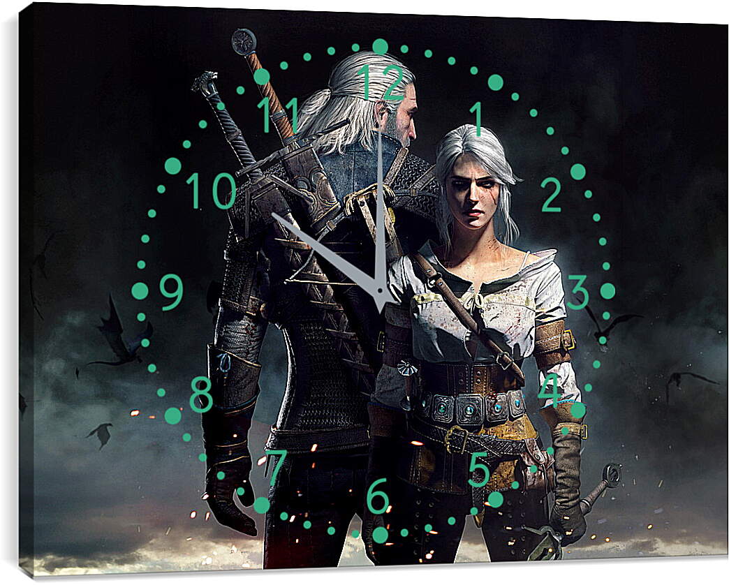 Часы картина - The Witcher 3: Wild Hunt (Ведьмак), Геральт и Цирилла