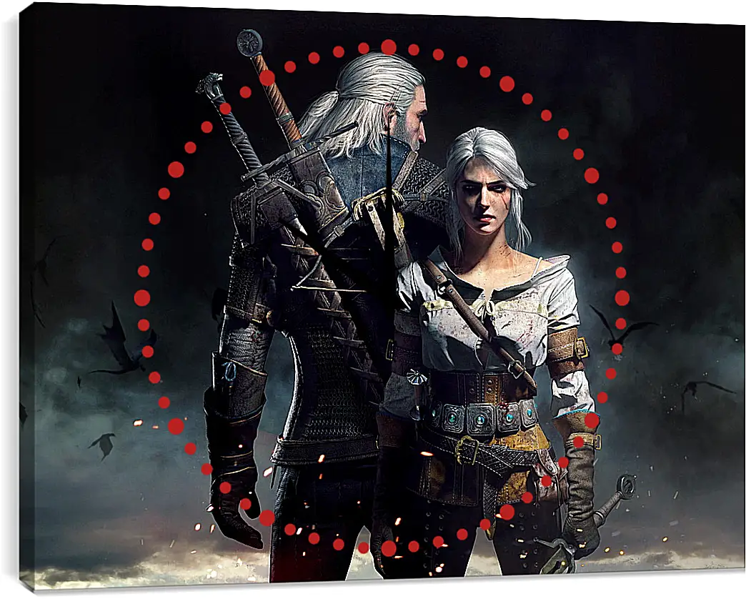 Часы картина - The Witcher 3: Wild Hunt (Ведьмак), Геральт и Цирилла