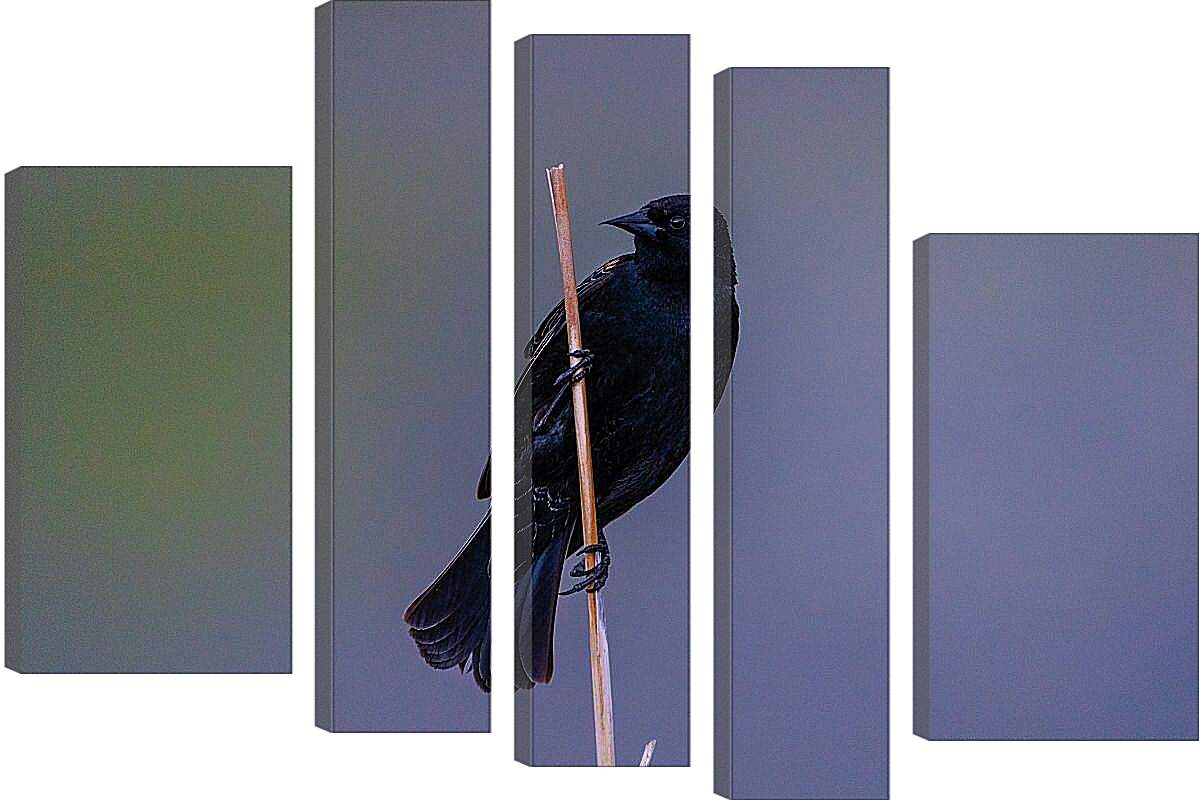 Модульная картина - Чёрный ворон на палке