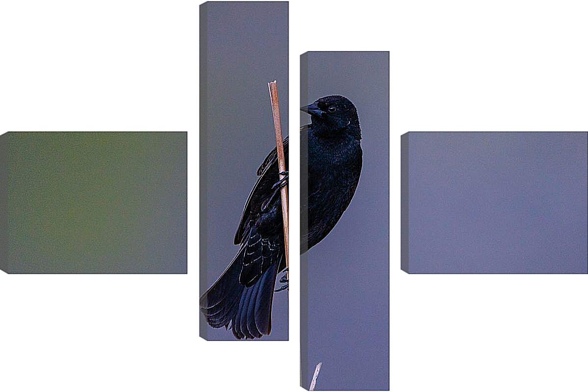 Модульная картина - Чёрный ворон на палке