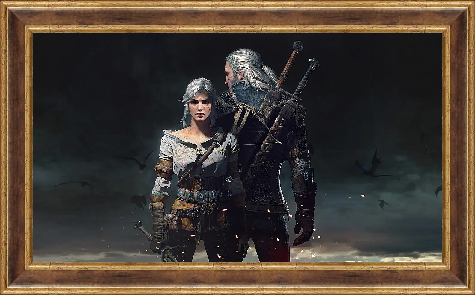 Картина в раме - The Witcher 3: Wild Hunt (Ведьмак), Геральт и Цирилла (Ziarael)