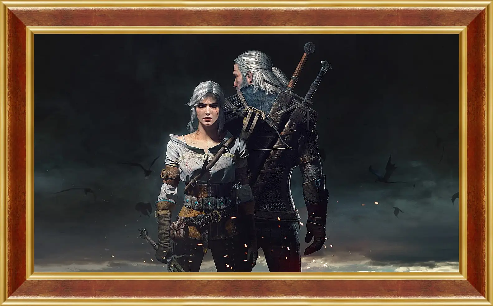 Картина в раме - The Witcher 3: Wild Hunt (Ведьмак), Геральт и Цирилла (Ziarael)