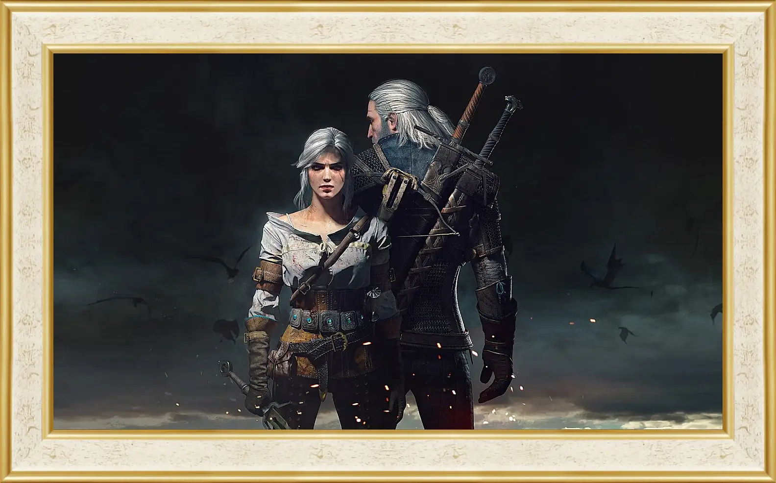 Картина в раме - The Witcher 3: Wild Hunt (Ведьмак), Геральт и Цирилла (Ziarael)