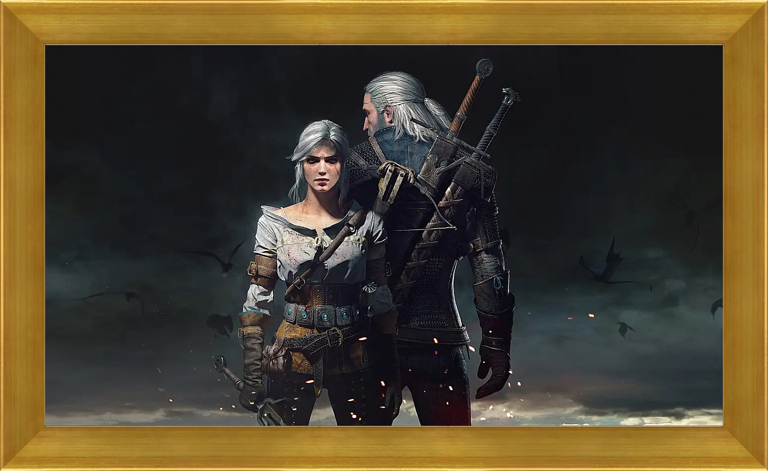 Картина в раме - The Witcher 3: Wild Hunt (Ведьмак), Геральт и Цирилла (Ziarael)