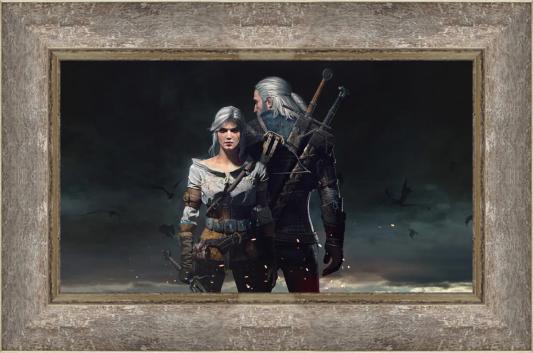 Картина в раме - The Witcher 3: Wild Hunt (Ведьмак), Геральт и Цирилла (Ziarael)