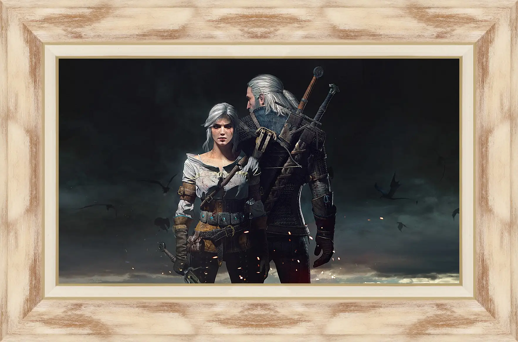 Картина в раме - The Witcher 3: Wild Hunt (Ведьмак), Геральт и Цирилла (Ziarael)