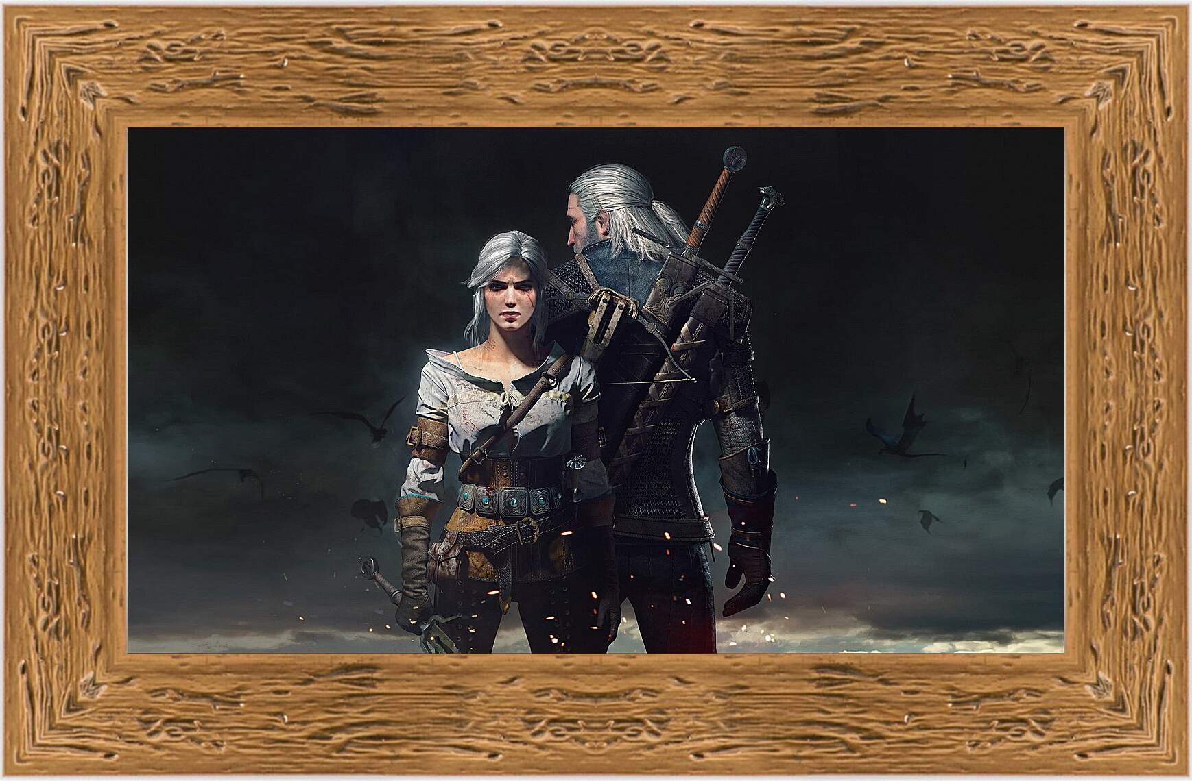 Картина в раме - The Witcher 3: Wild Hunt (Ведьмак), Геральт и Цирилла (Ziarael)