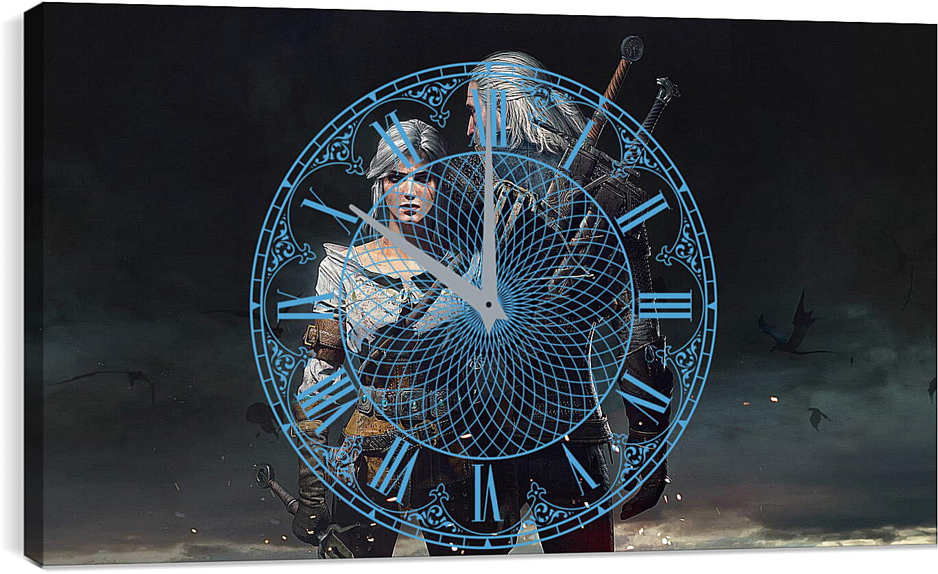 Часы картина - The Witcher 3: Wild Hunt (Ведьмак), Геральт и Цирилла (Ziarael)