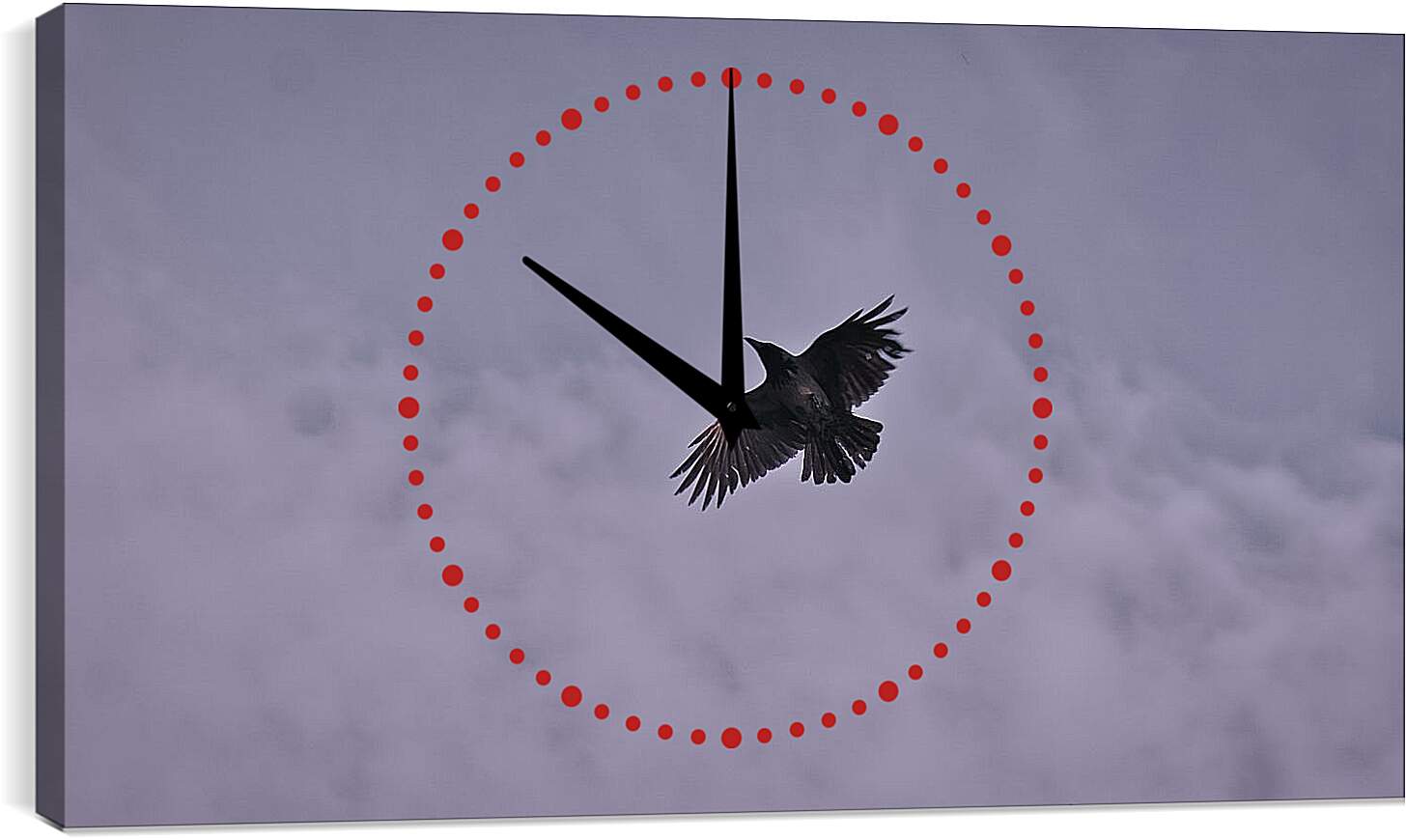 Часы картина - Чёрный ворон в небе
