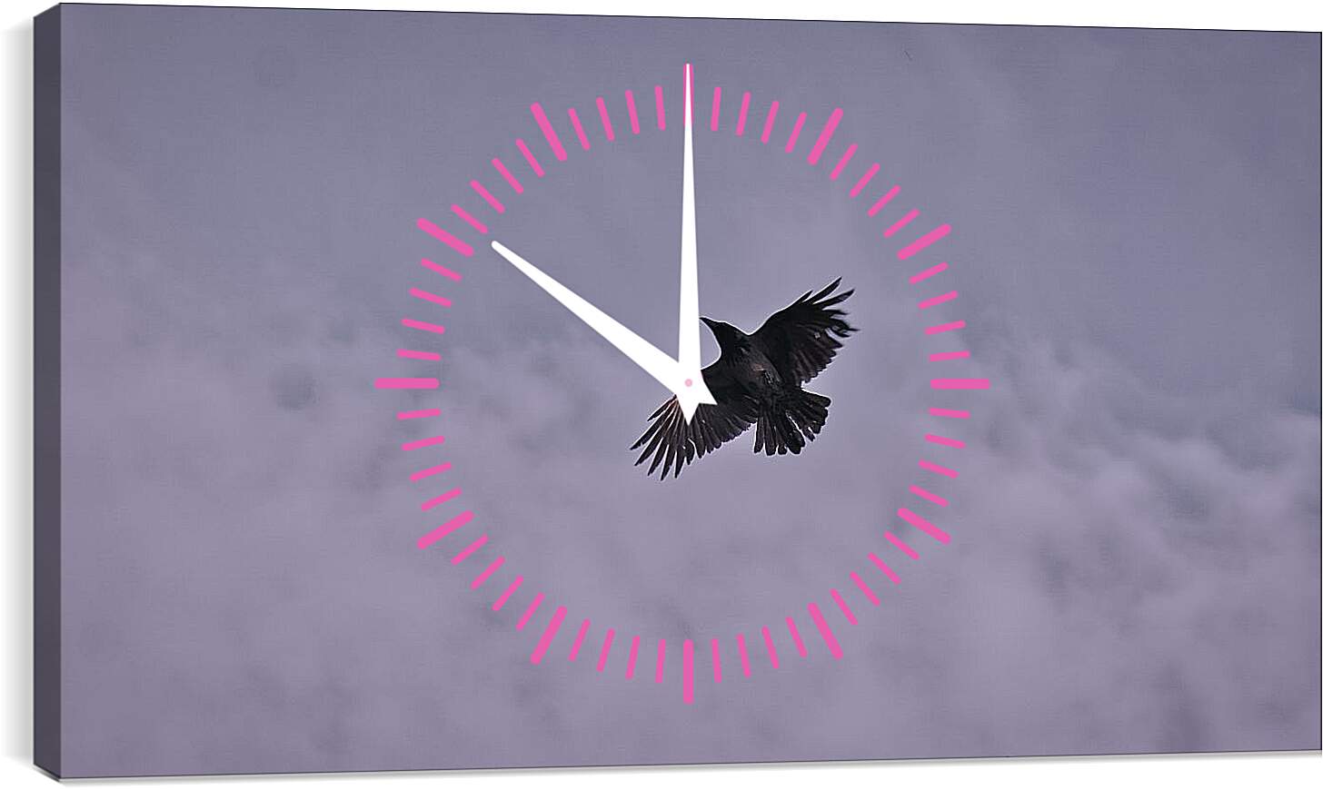Часы картина - Чёрный ворон в небе
