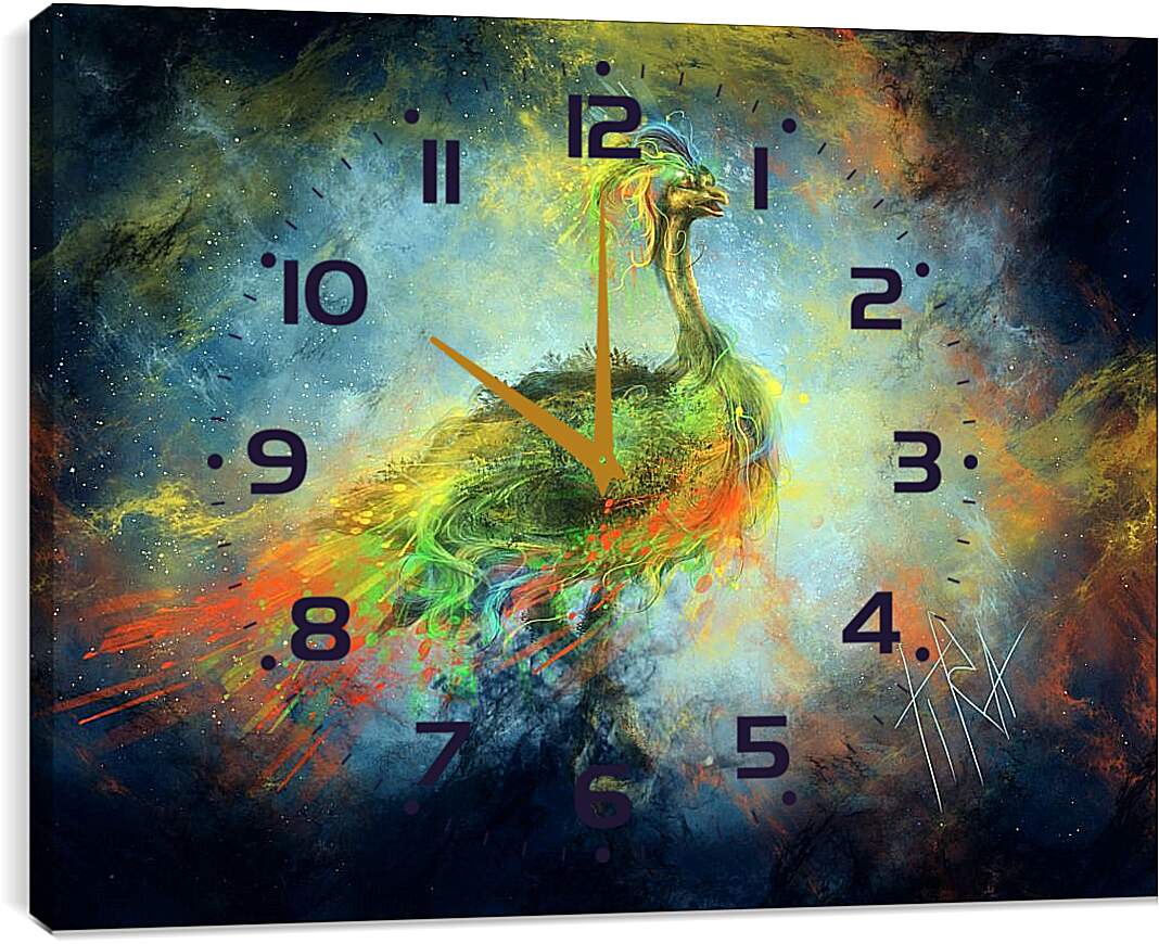 Часы картина - Павлин Арт