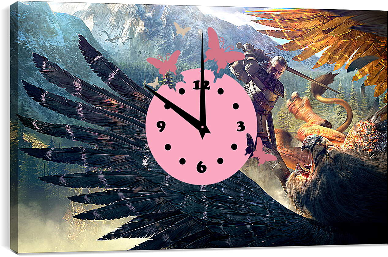 Часы картина - The Witcher 3: Wild Hunt (Ведьмак), Геральт и грифон