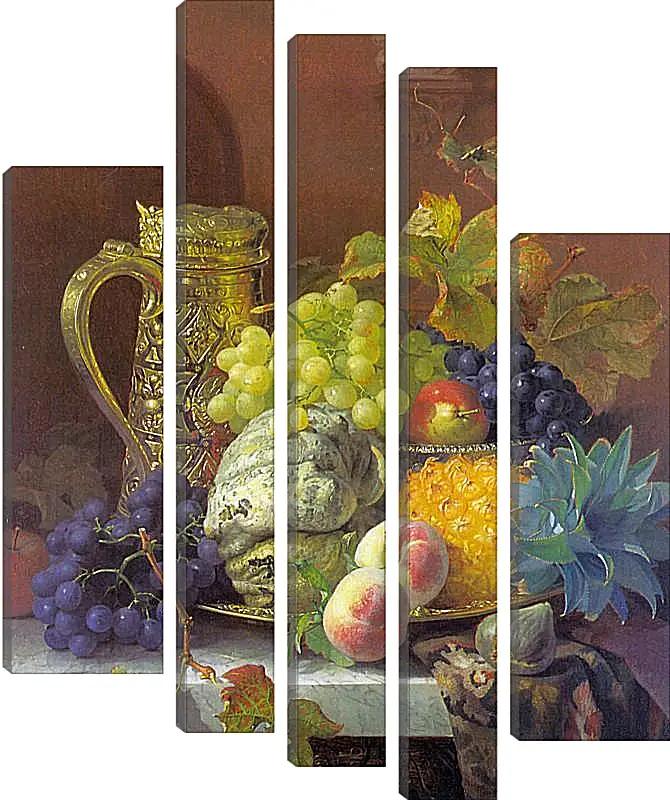 Модульная картина - Fruits on a tray with a silver flagon on a marble ledge. Стэннард Элоиза Гарриет