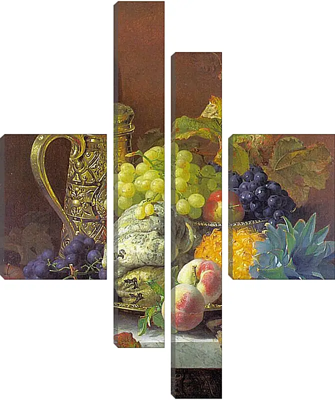 Модульная картина - Fruits on a tray with a silver flagon on a marble ledge. Стэннард Элоиза Гарриет