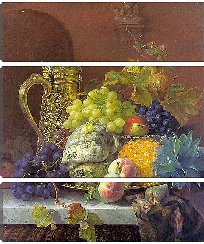 Модульная картина - Fruits on a tray with a silver flagon on a marble ledge. Стэннард Элоиза Гарриет
