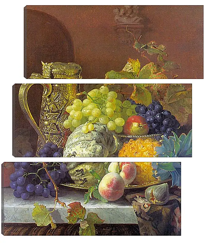 Модульная картина - Fruits on a tray with a silver flagon on a marble ledge. Стэннард Элоиза Гарриет