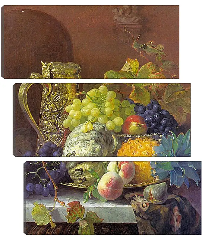 Модульная картина - Fruits on a tray with a silver flagon on a marble ledge. Стэннард Элоиза Гарриет