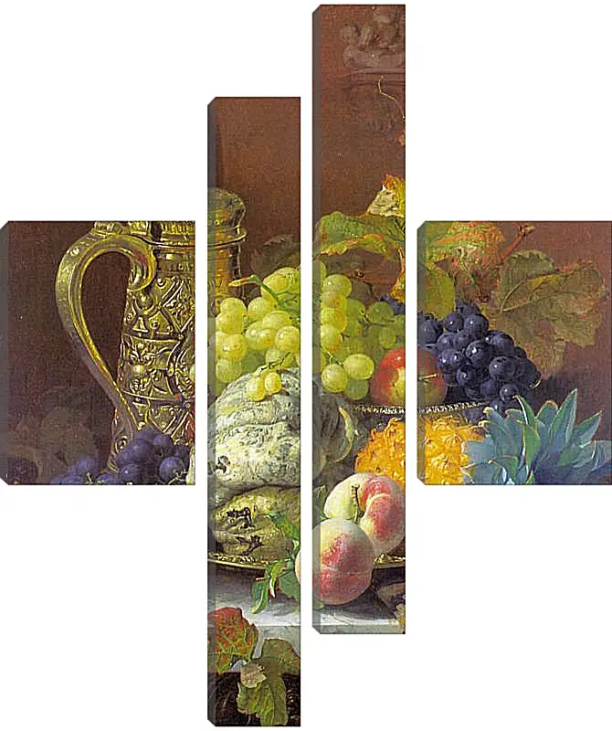 Модульная картина - Fruits on a tray with a silver flagon on a marble ledge. Стэннард Элоиза Гарриет