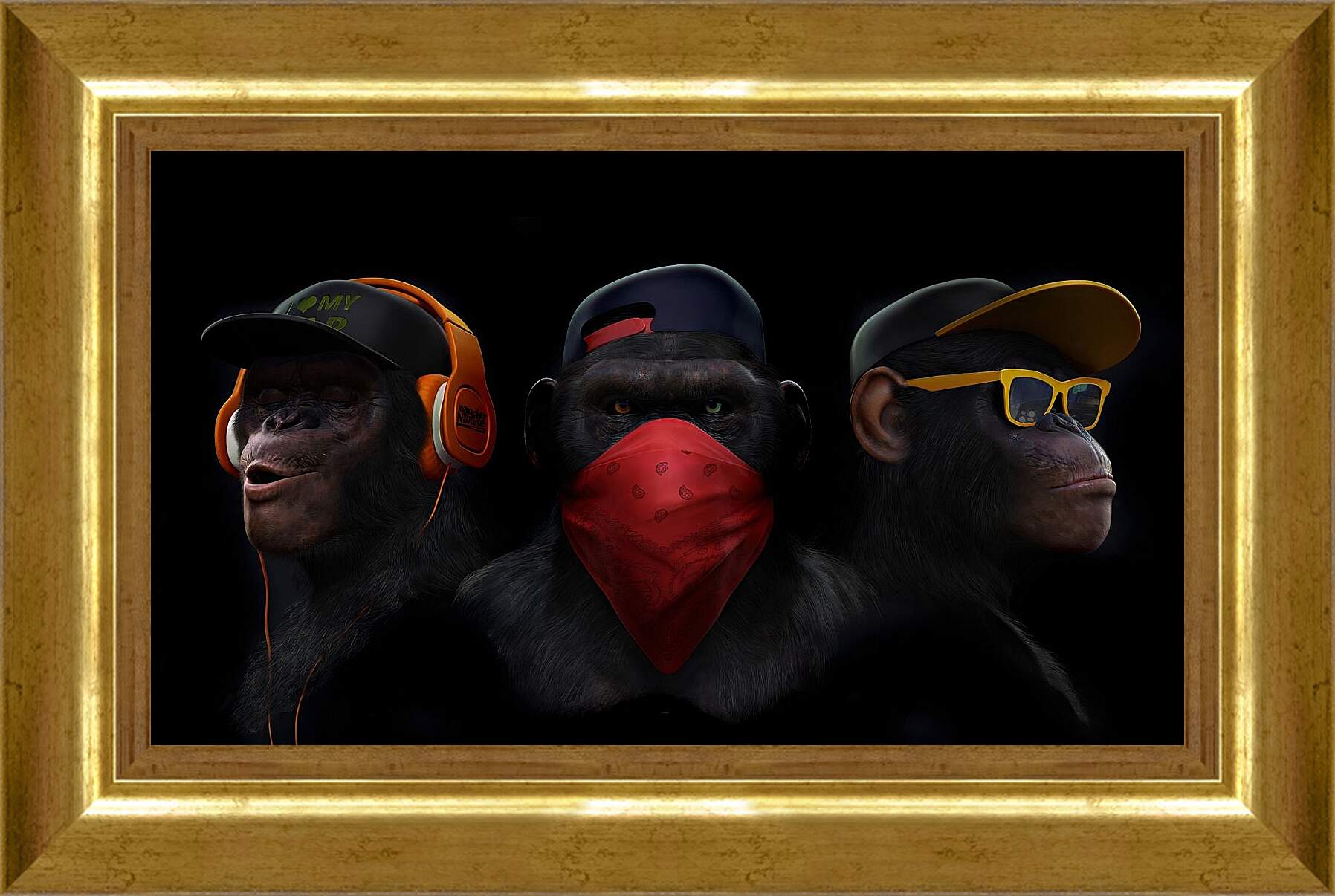 Картина в раме - Три обезьяны