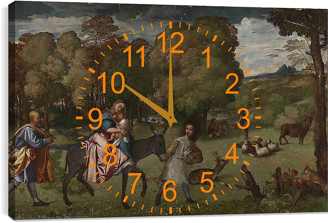 Часы картина - Бегство в Египет. Тициан Вечеллио
